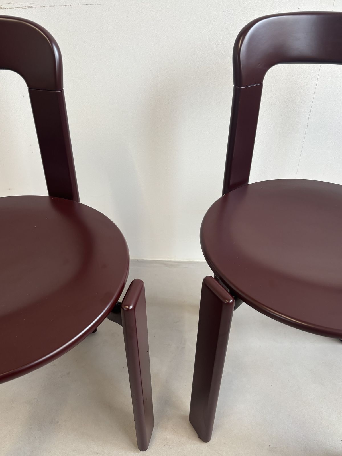 Vintage Set Of Four Brown Red Bruno Rey Chairs, Kusch & Co, Germany 1970s Newly Powder Coated Ral3007 photo 2250.0