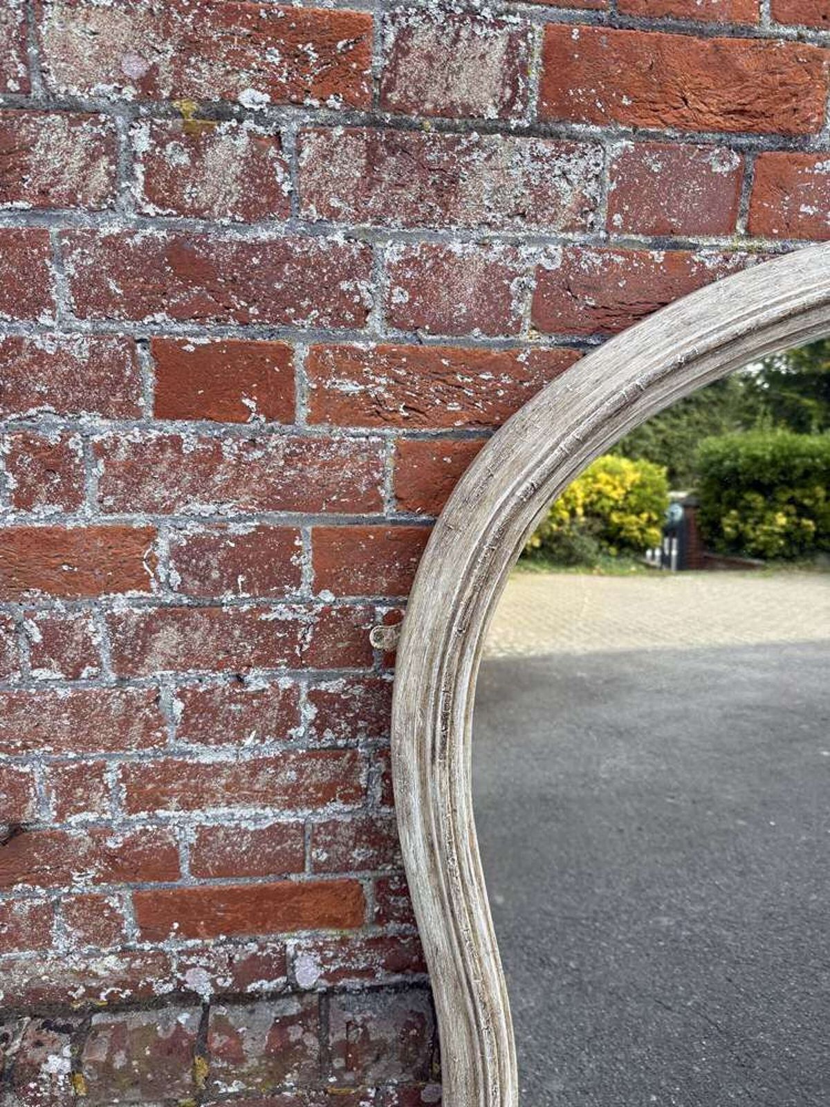 A Stunning Large Antique English 19th C Painted Hour Glass Framed Mirror. photo furniture