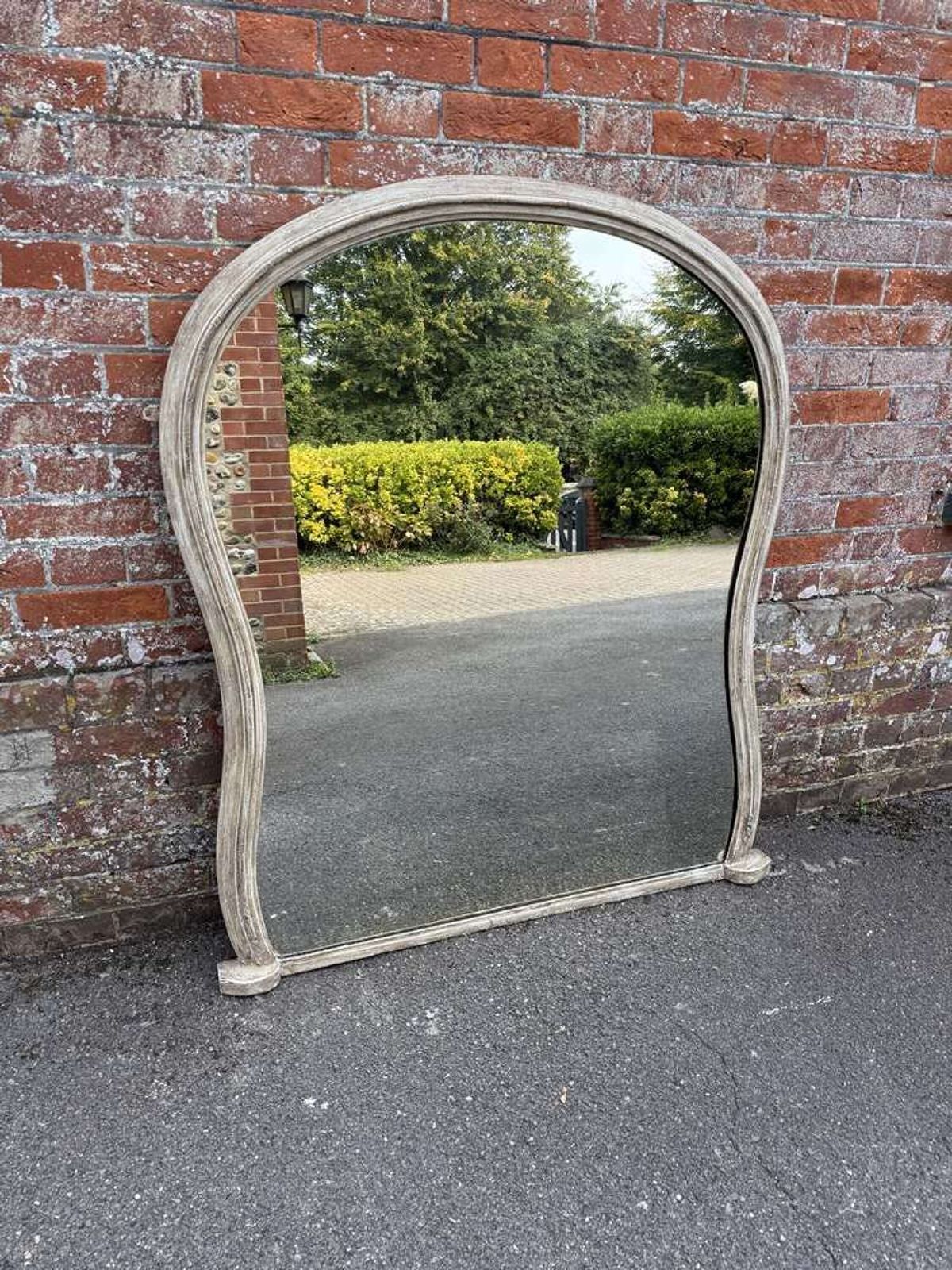 A Stunning Large Antique English 19th C Painted Hour Glass Framed Mirror. photo buy