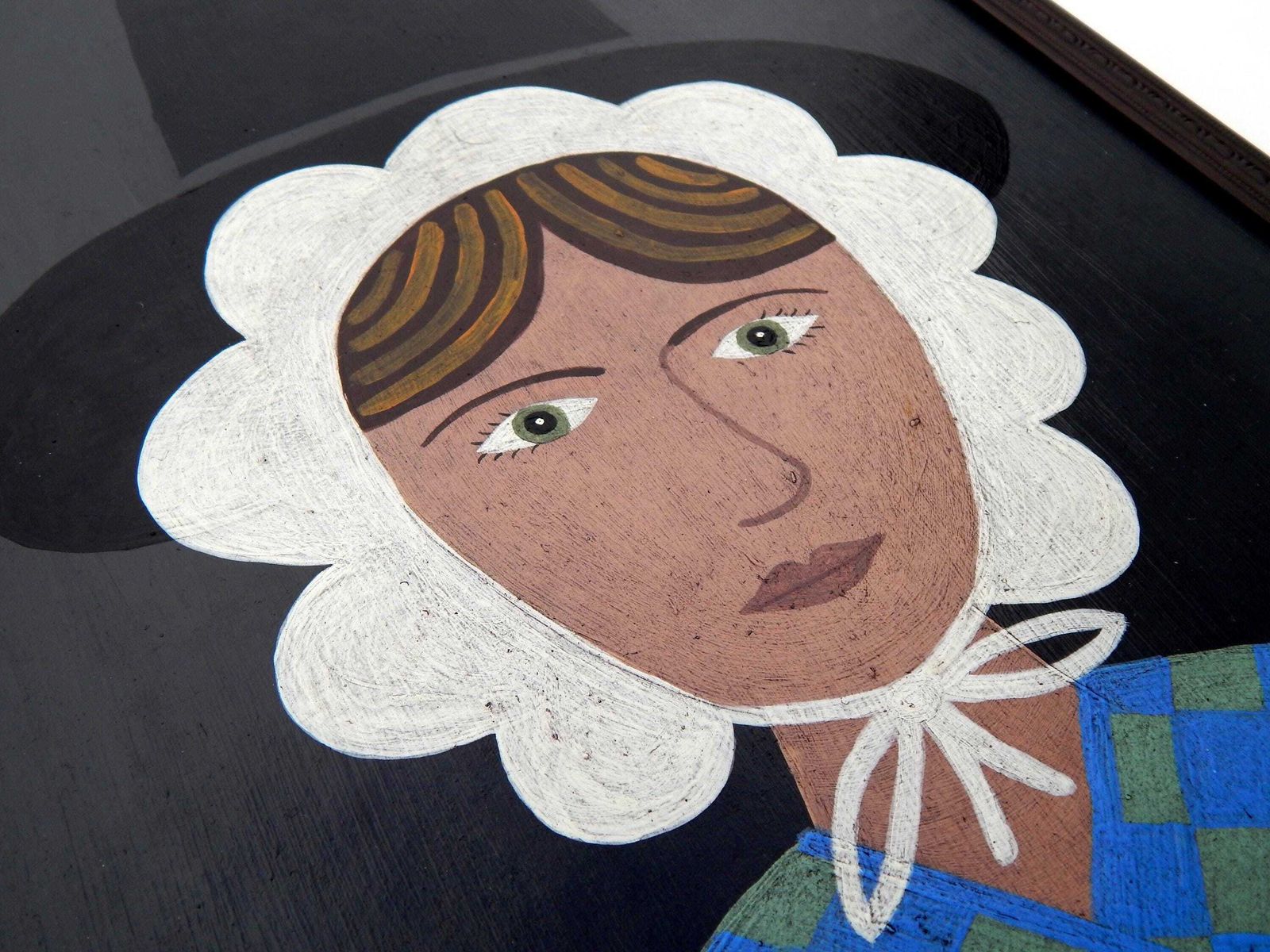 photo furniture Original Naive Welsh Lady Painting : Folk Art Portrait In Antique Style Frame