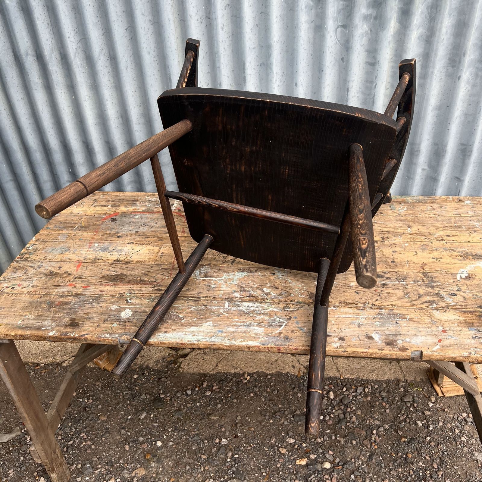 Primitive Windsor Stick Style Ebonised Arm Chair photo buy