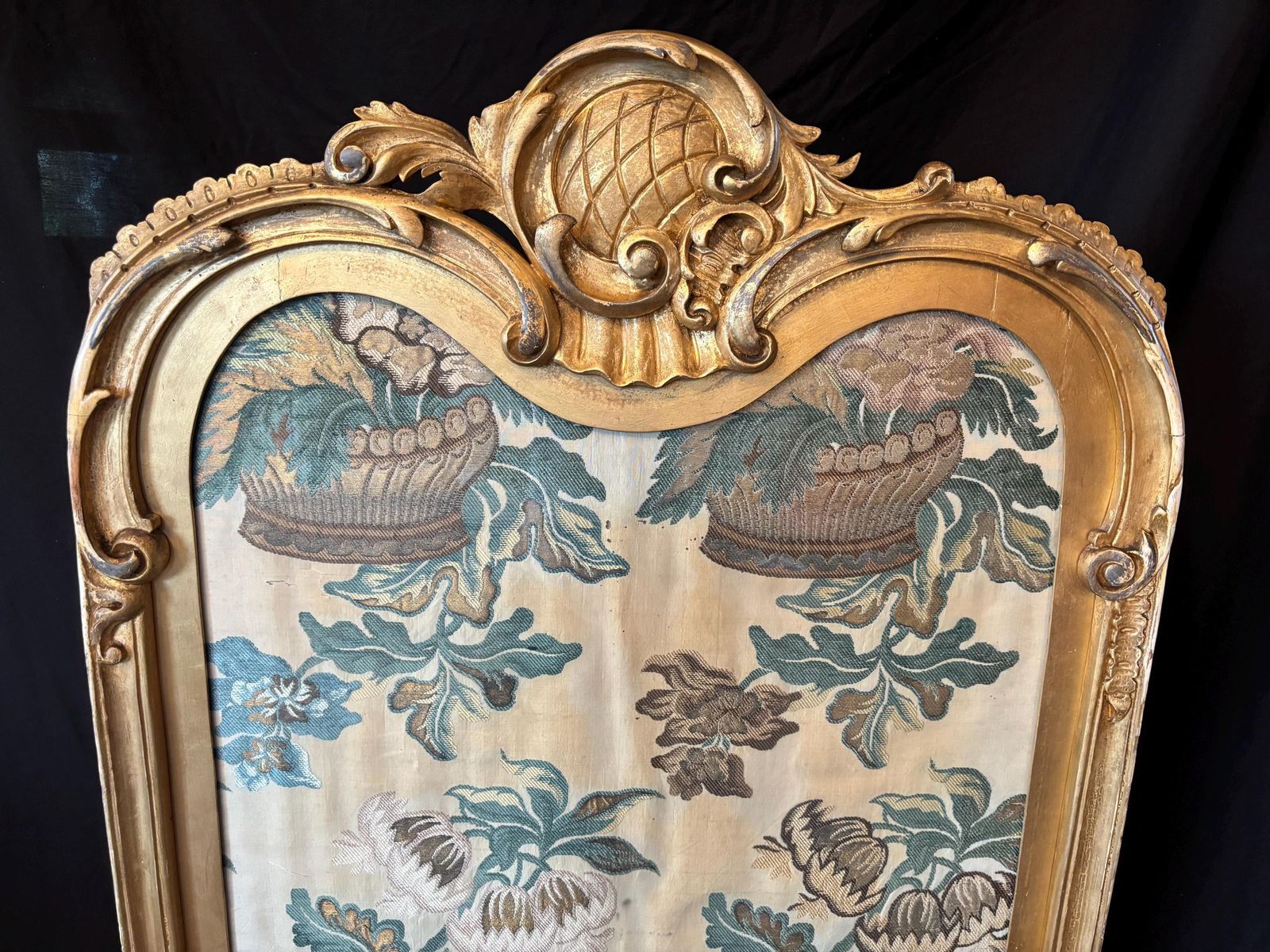 Antique French Georgian Period Tapestry Large Gilt Gesso Rocco Fire Screen Stand photo furniture