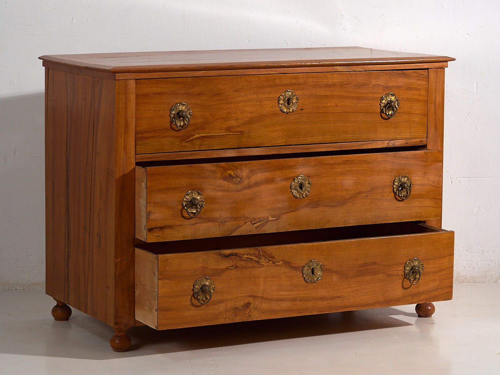 Antique Biedermeier Chest Of Drawers With Flower Shaped Hardware (C.1850) #62 photo 2461.0