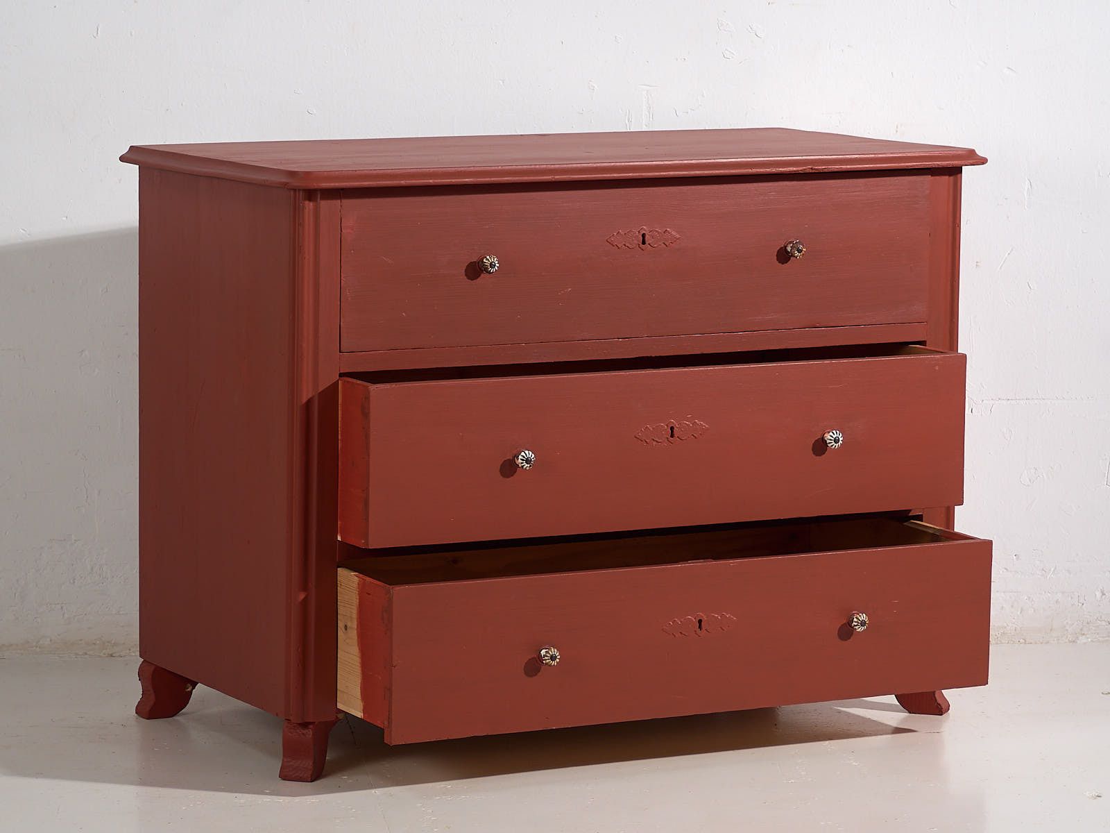 Antique Red Terracotta Chest Of Drawers (C.1920) #91 photo for sale