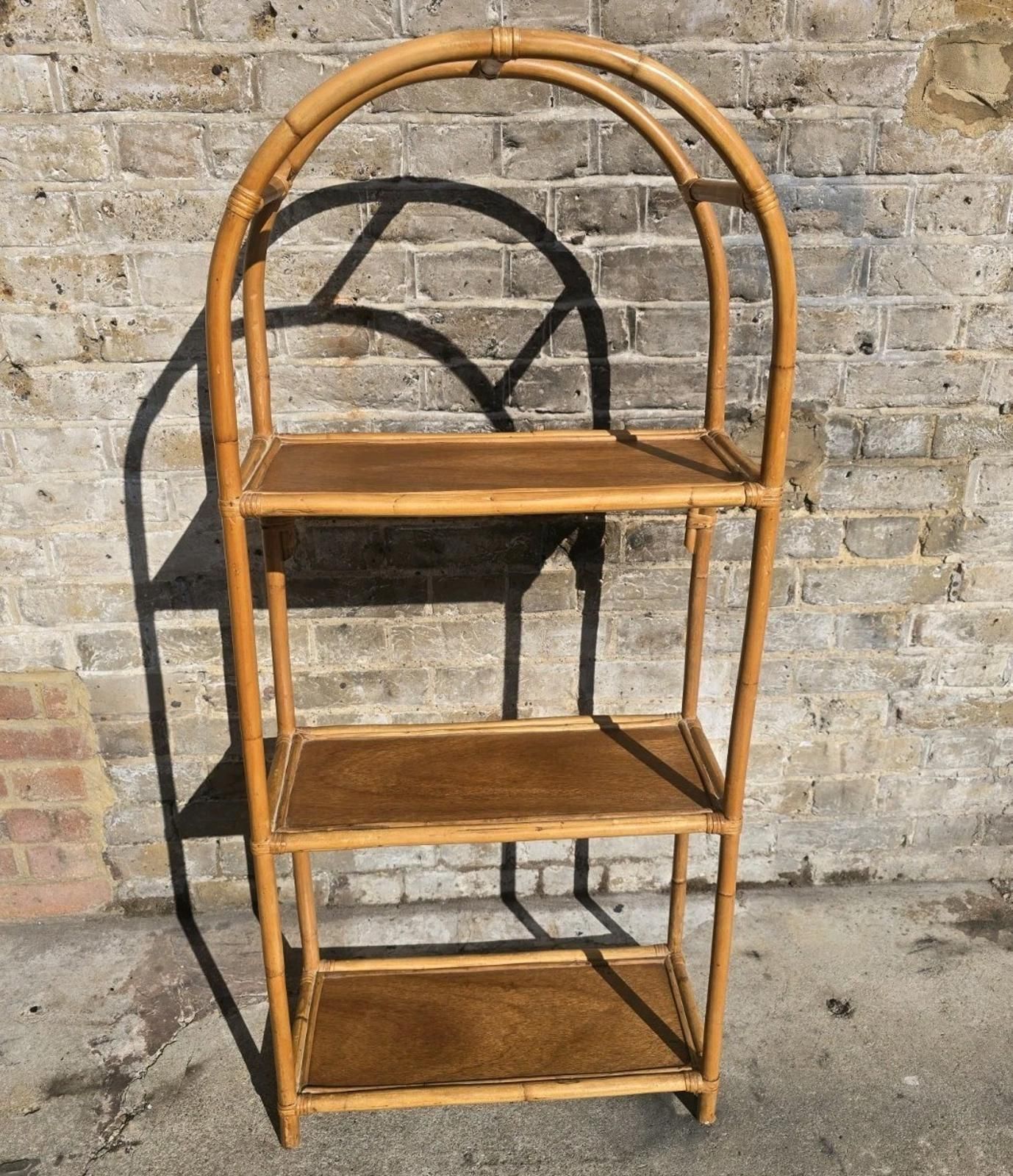 Bamboo Rattan Cane Mid Century Retro Vintage Shelving Unit