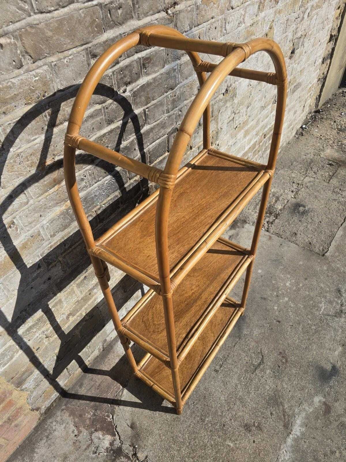 Bamboo Rattan Cane Mid Century Retro Vintage Shelving Unit photo 379.0