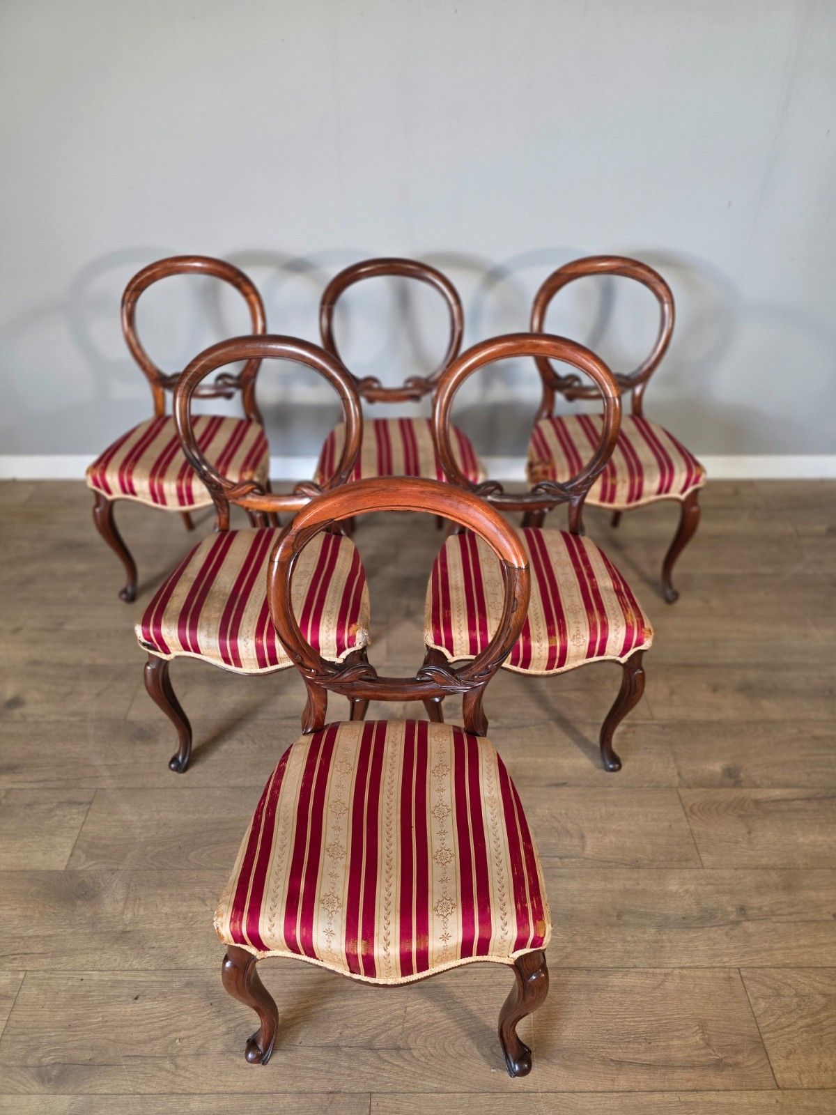 Set Of 6 Rosewood Victorian Balloon Back Chairs photo furniture