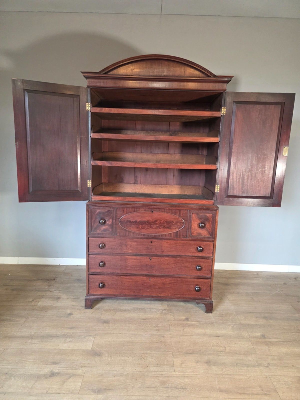 Antique Late George 111 Mahogany Linen Press Circa 1800s photo vintage