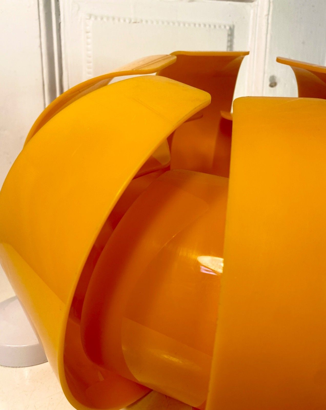 photo buy Original 1960s 70s Orange 'Lotus Flower' Perspex Ceiling Pendant Light Shade.