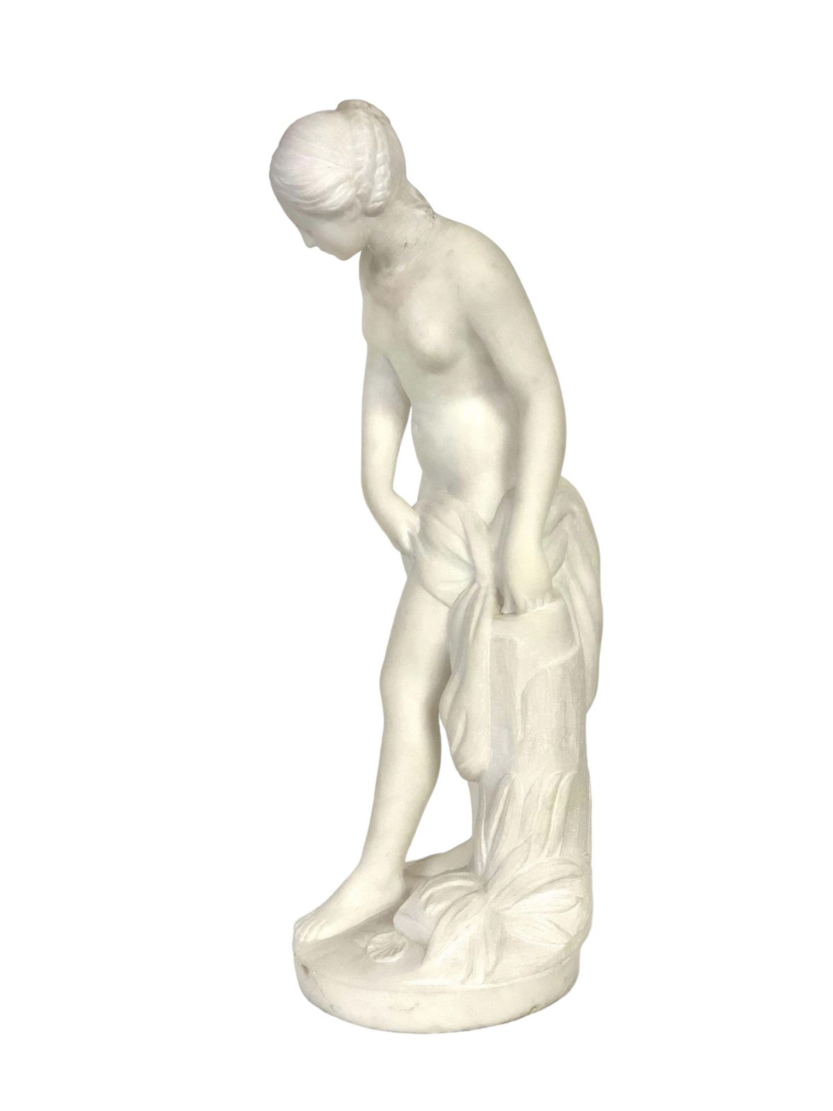 19th Century White Marble Sculpture “La Baigneuse” Inspired By Falconet photo Art