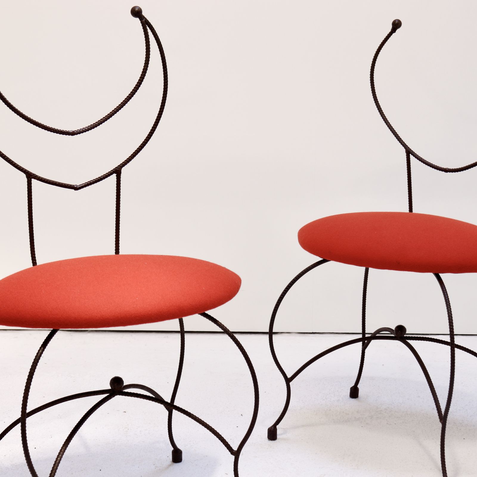 Pair Of Artisan Blacksmith Made Chairs With Kvadrat Wool Seats photo Furniture