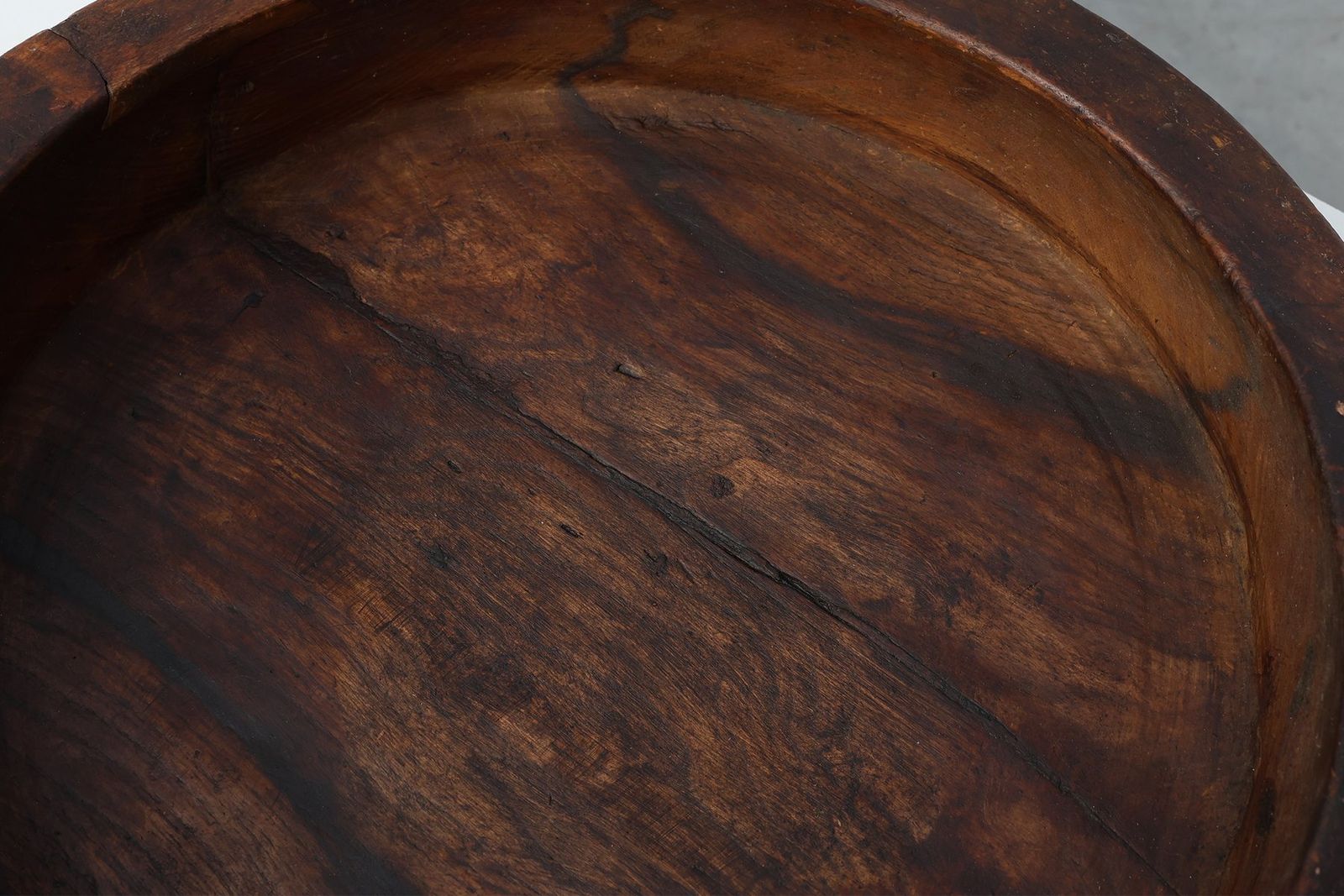 photo for sale Large Wabi Sabi Style Handcrafted Wooden Bowl, France, 1950s