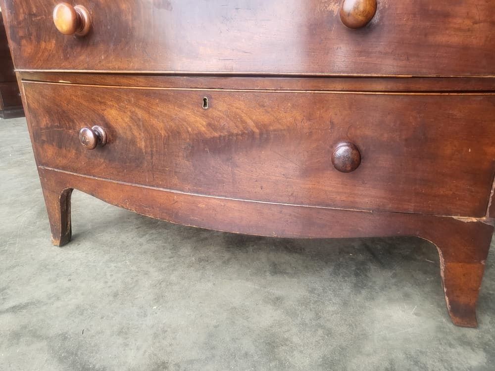 Antique Victorian Mahogany Bow Front 2 Over 3 Chest Of Drawers photo Furniture