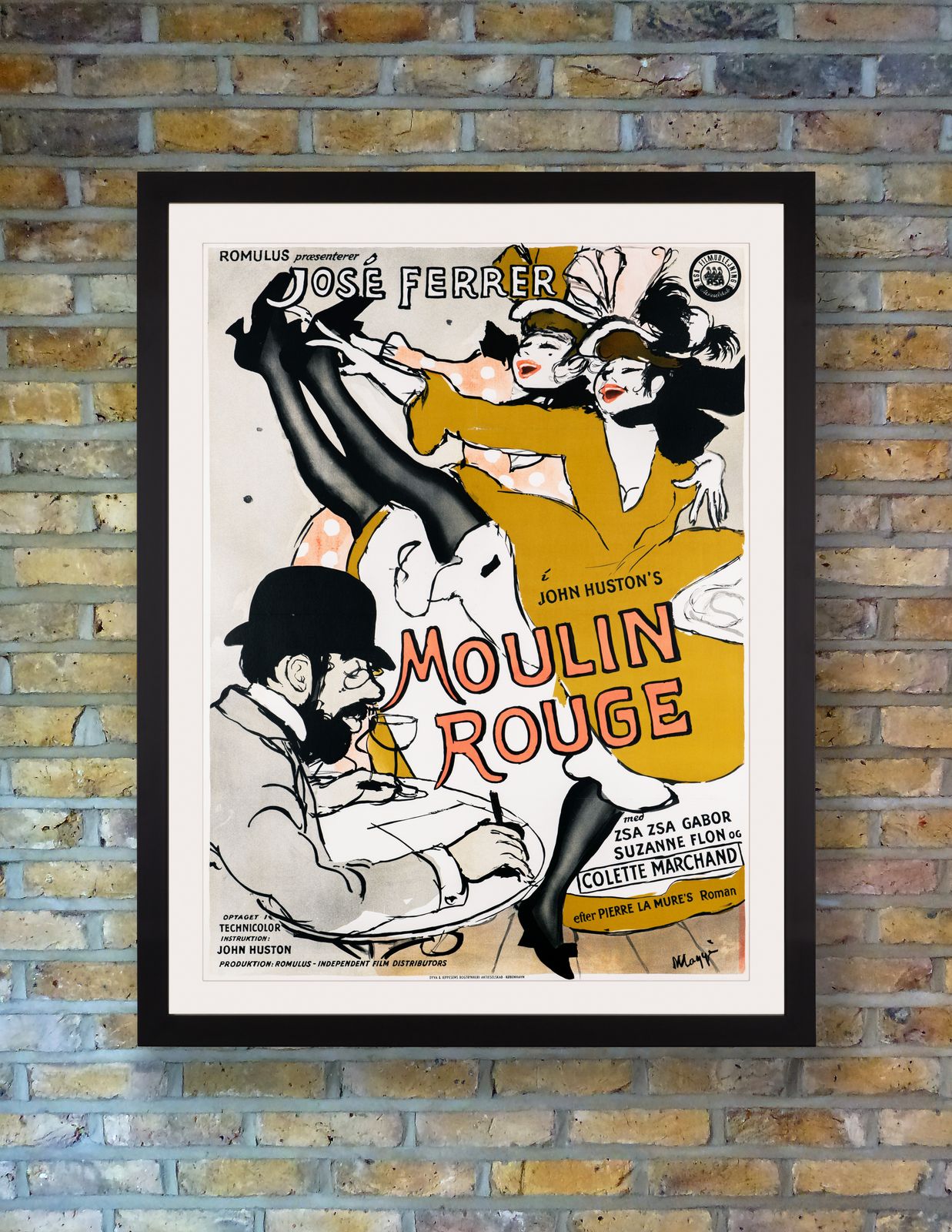 "Moulin Rouge" Original Vintage Film Poster, Danish, 1955 photo furniture