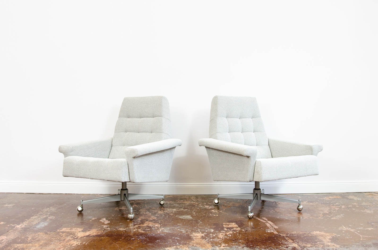 Modernist Armchairs From Up Závody On Metal Wheels, Czechoslovakia, 1970, Set Of 2 photo furniture