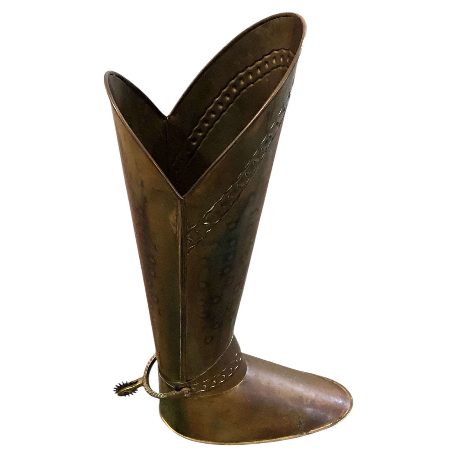 Handsome Vintage Umbrella/Stick Stand Brass Boot photo for sale