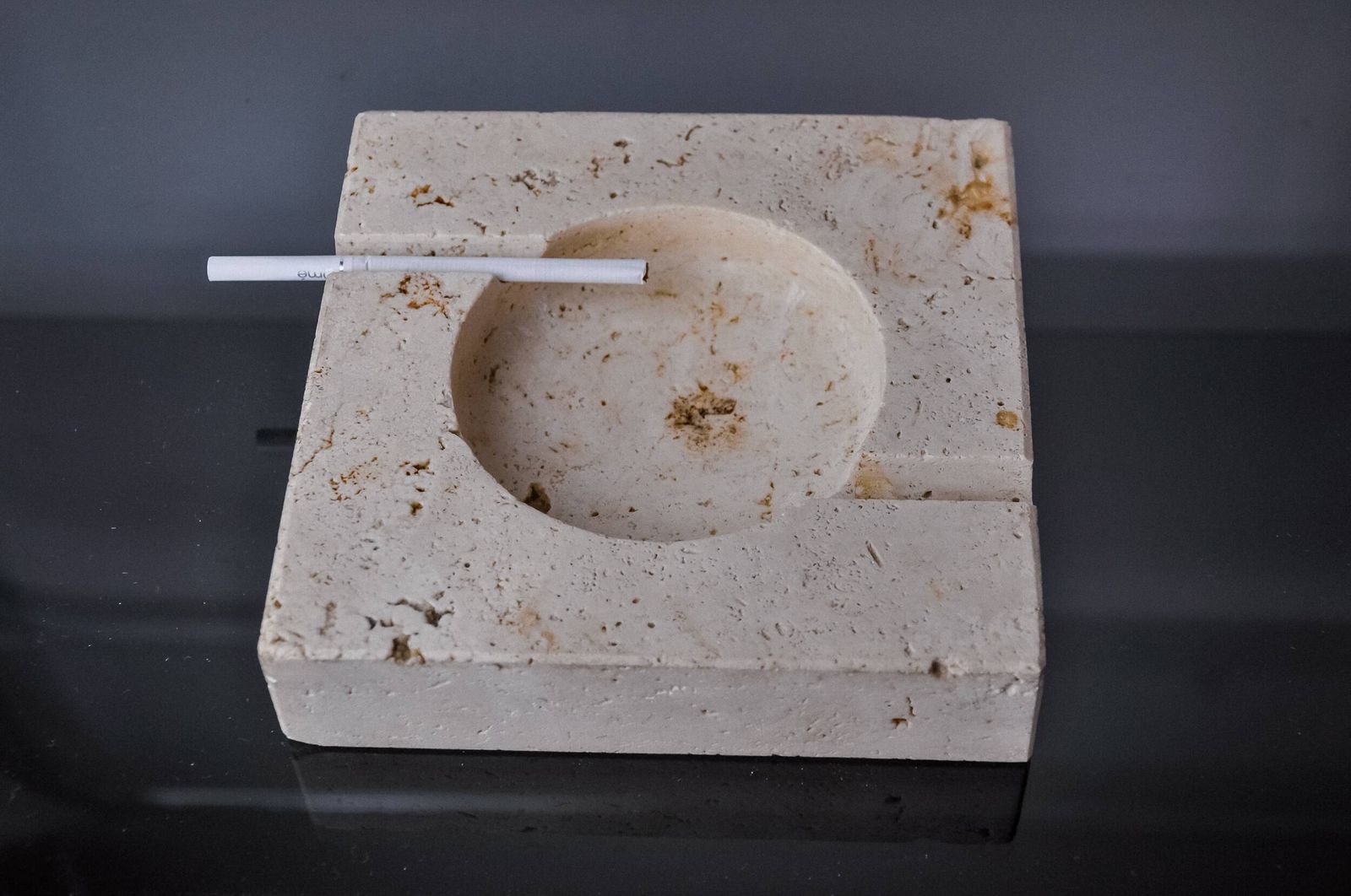 Brutalist Ashtray By Fratelli Mannelli, Travertine, Italy, 1970 photo for sale