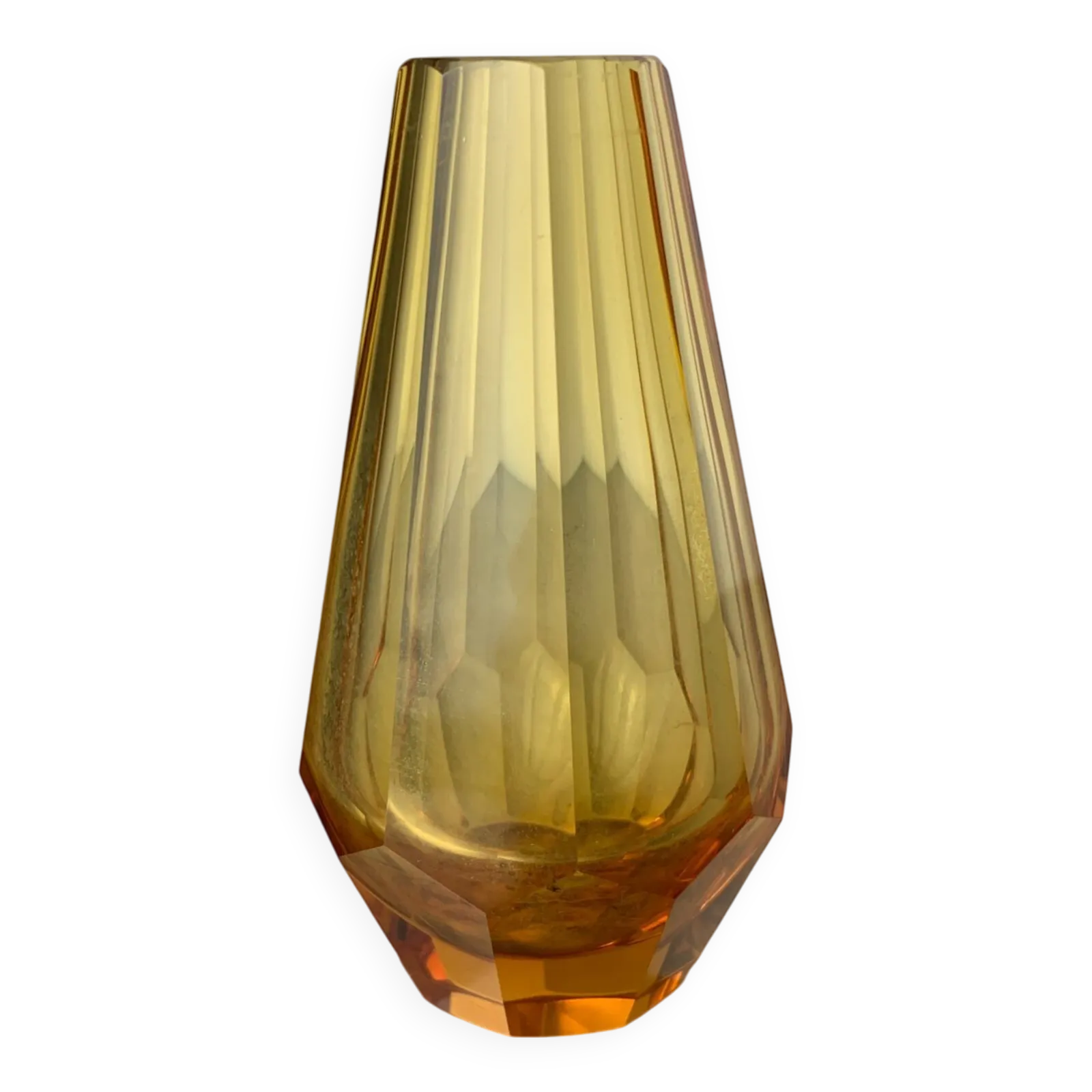 Yellow Faceted Vase By Seguso, Murano Glass, Italy, 1970
