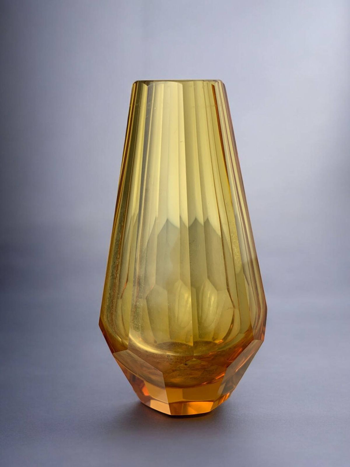 Yellow Faceted Vase By Seguso, Murano Glass, Italy, 1970 photo Home Decor