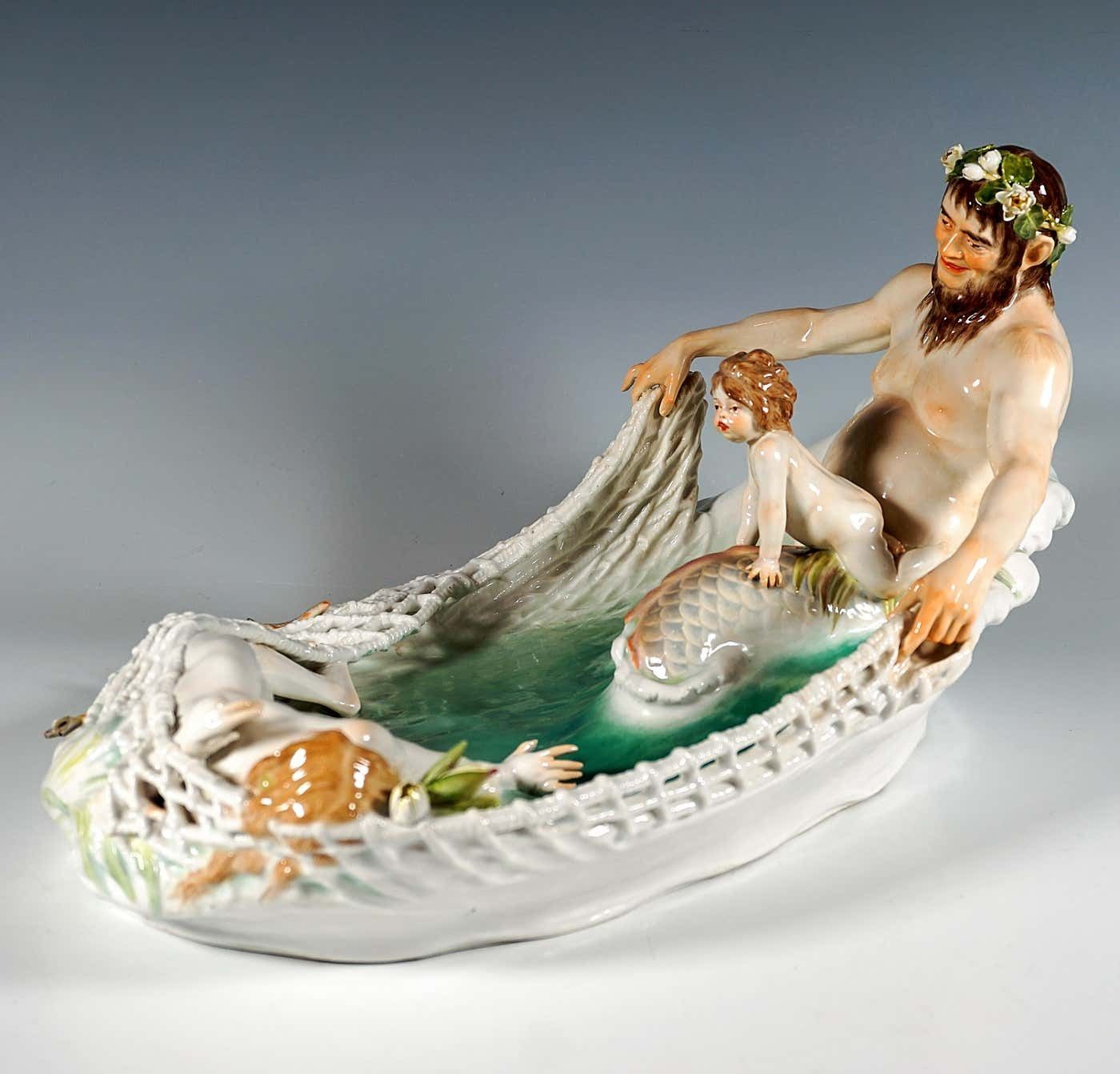 Art Nouveau Group 'Capture Of A Nymph', By Paul Helmig, Meissen Germany, Ca 1902 photo 7382.0