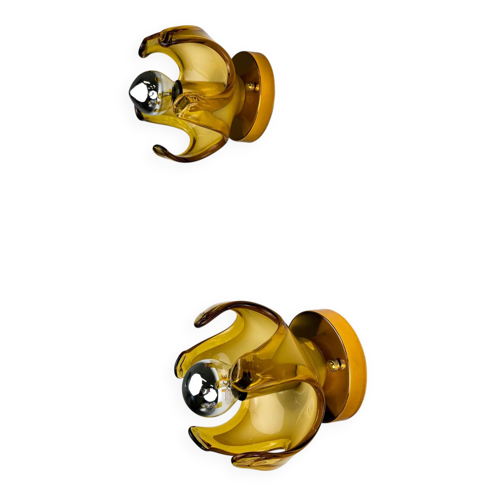 Pair Of Carlo Nason Wall Lights For Mazzega Murano, Orange Murano Blown Gla