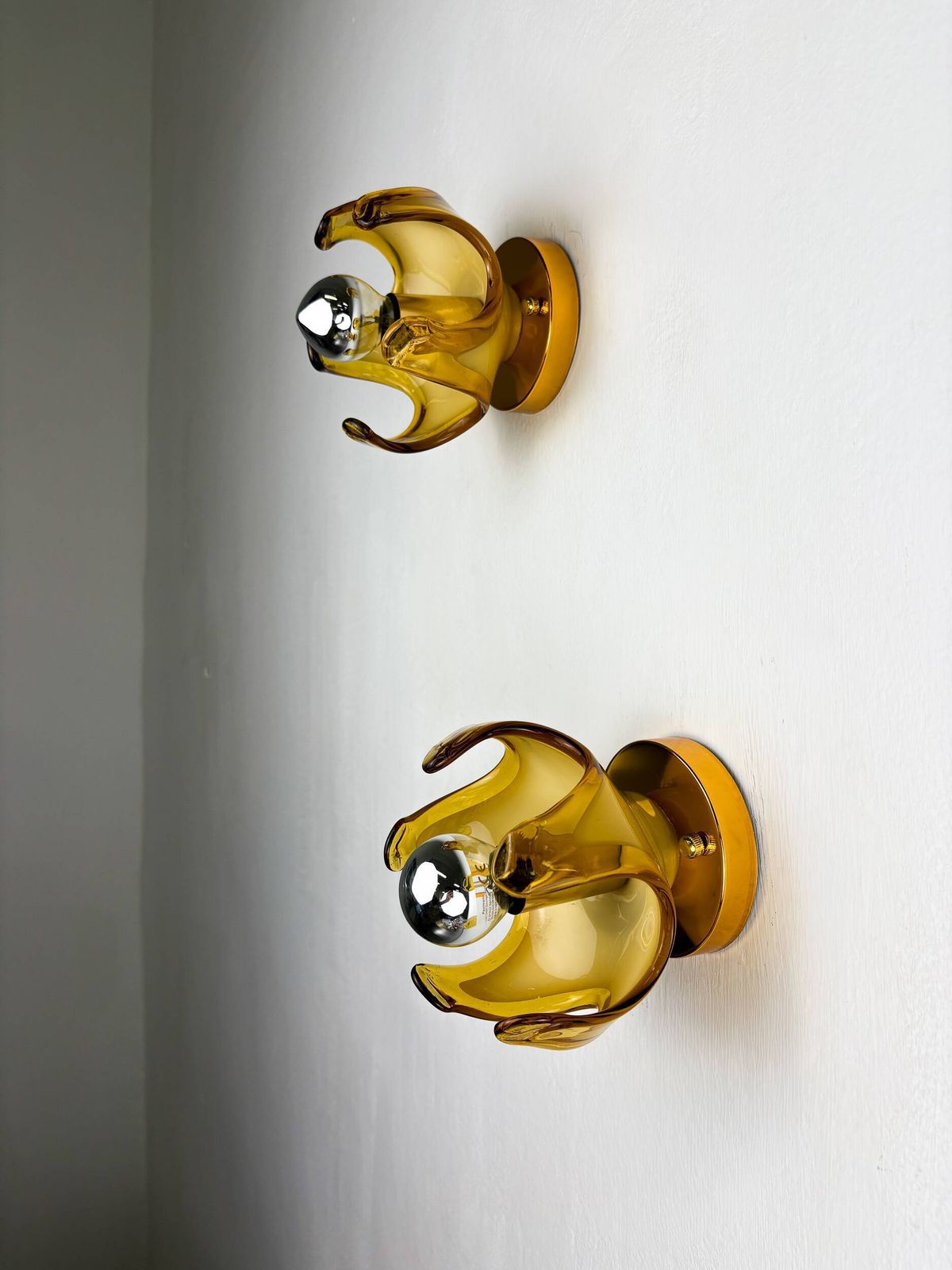 Pair Of Carlo Nason Wall Lights For Mazzega Murano, Orange Murano Blown Gla photo 1757.0