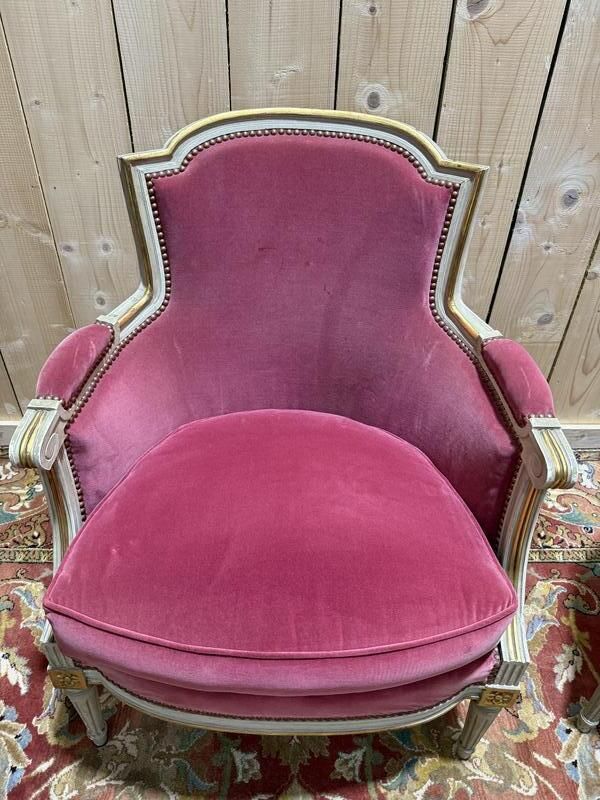Paire De Fauteuils Et Bergère Et Style Louis XVI photo vintage