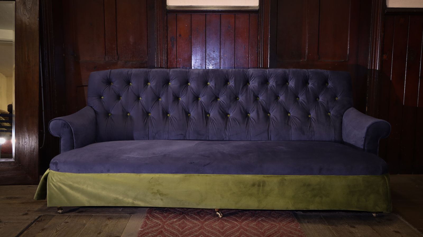 Stunning George Smith Bulgari Large 2 Seater Sofa Blue Olive Green Rrp £10000 photo Furniture