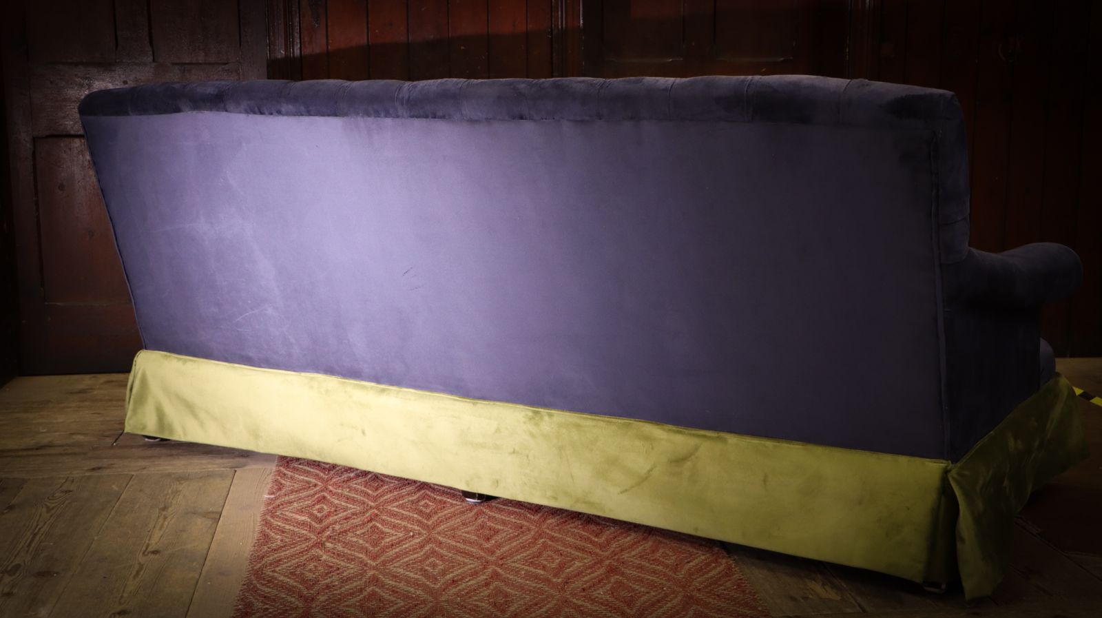 Stunning George Smith Bulgari Large 2 Seater Sofa Blue Olive Green Rrp £10000 photo vintage