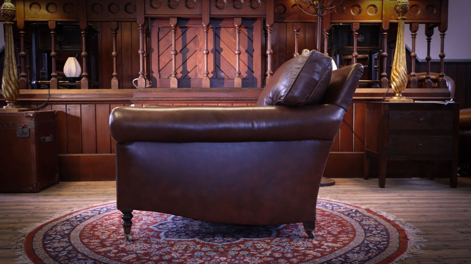 3800.0 George Smith Full Scroll Arm Signature Leather Armchair With Cusion Back Rrp £8000 photo