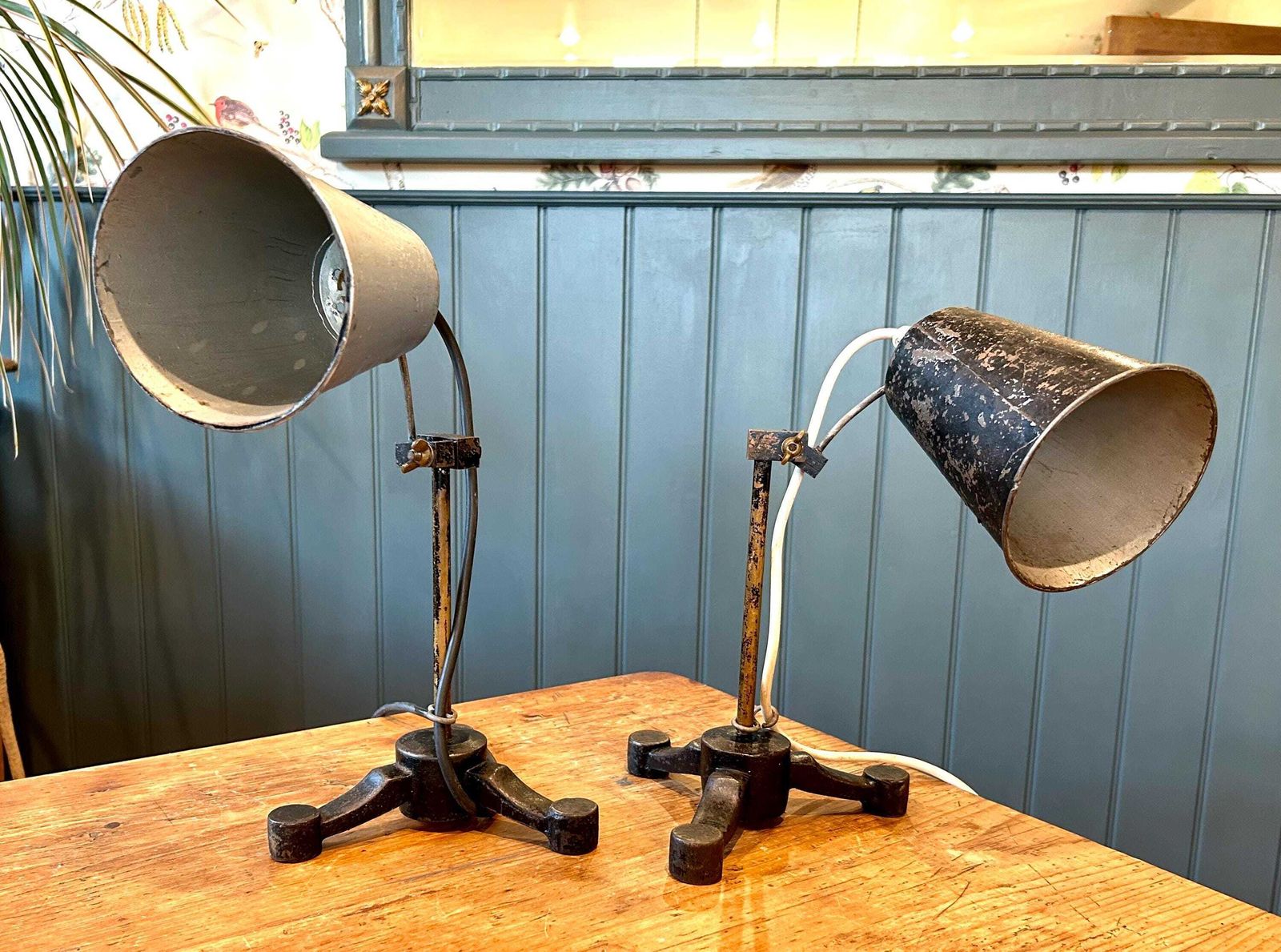 2 Available Vintage Adjustable Lab School Desk Lamp Lights Industrial Table Bedside Kitchen Mid Century Retro Science photo furniture
