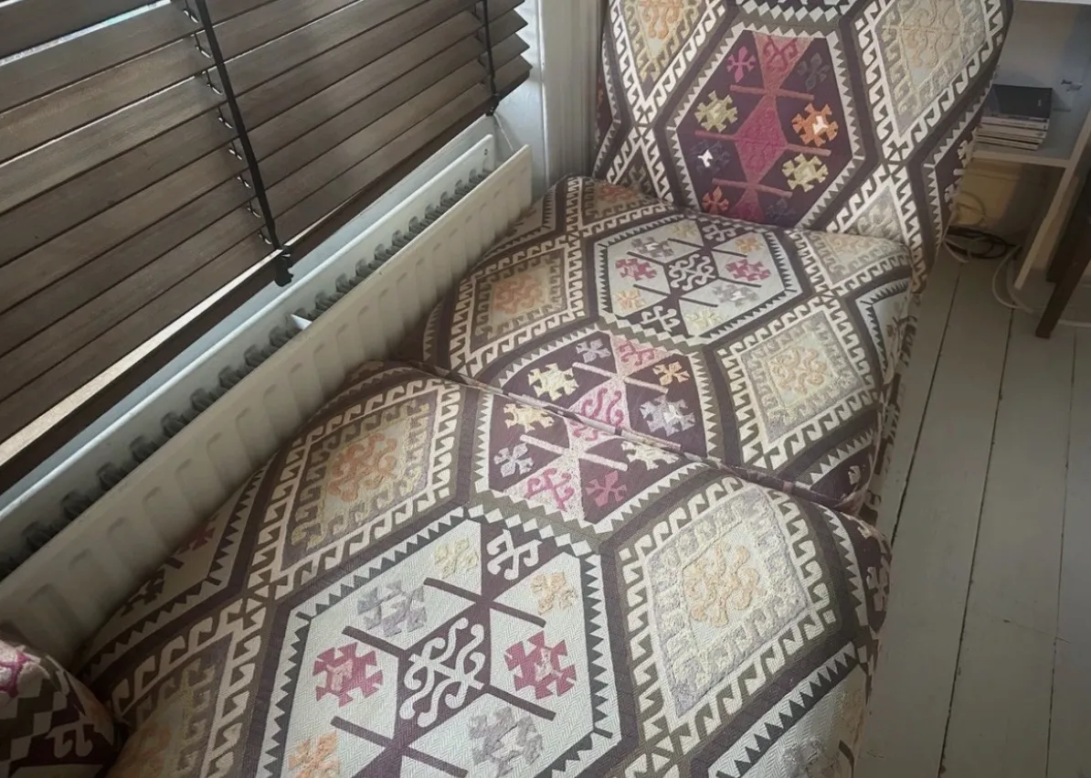 Bohemian Mid Century 2 Piece Chaise Longue – Kilim Style Modular Sofa photo for sale