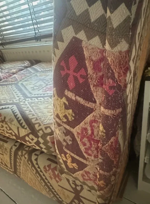 Bohemian Mid Century 2 Piece Chaise Longue – Kilim Style Modular Sofa photo vintage