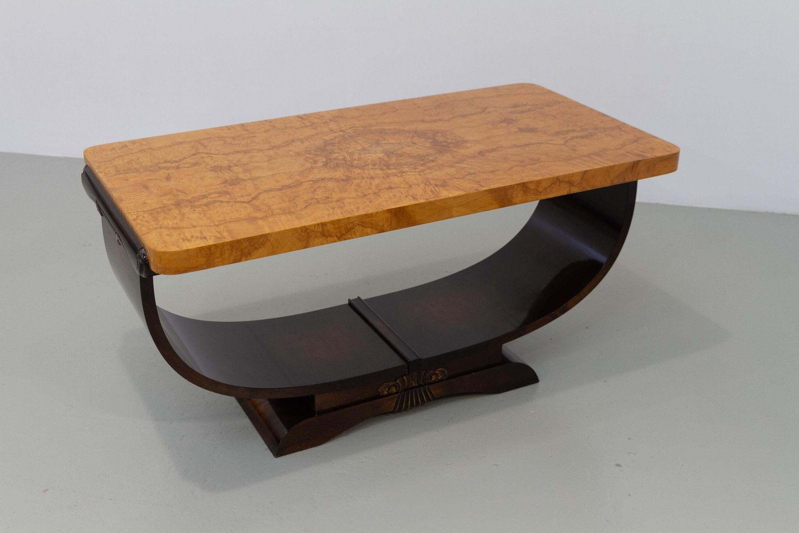 1423.0 Norwegian Art Deco Burl Console Or Coffee Table By Aase Dreieri, 1930s. photo