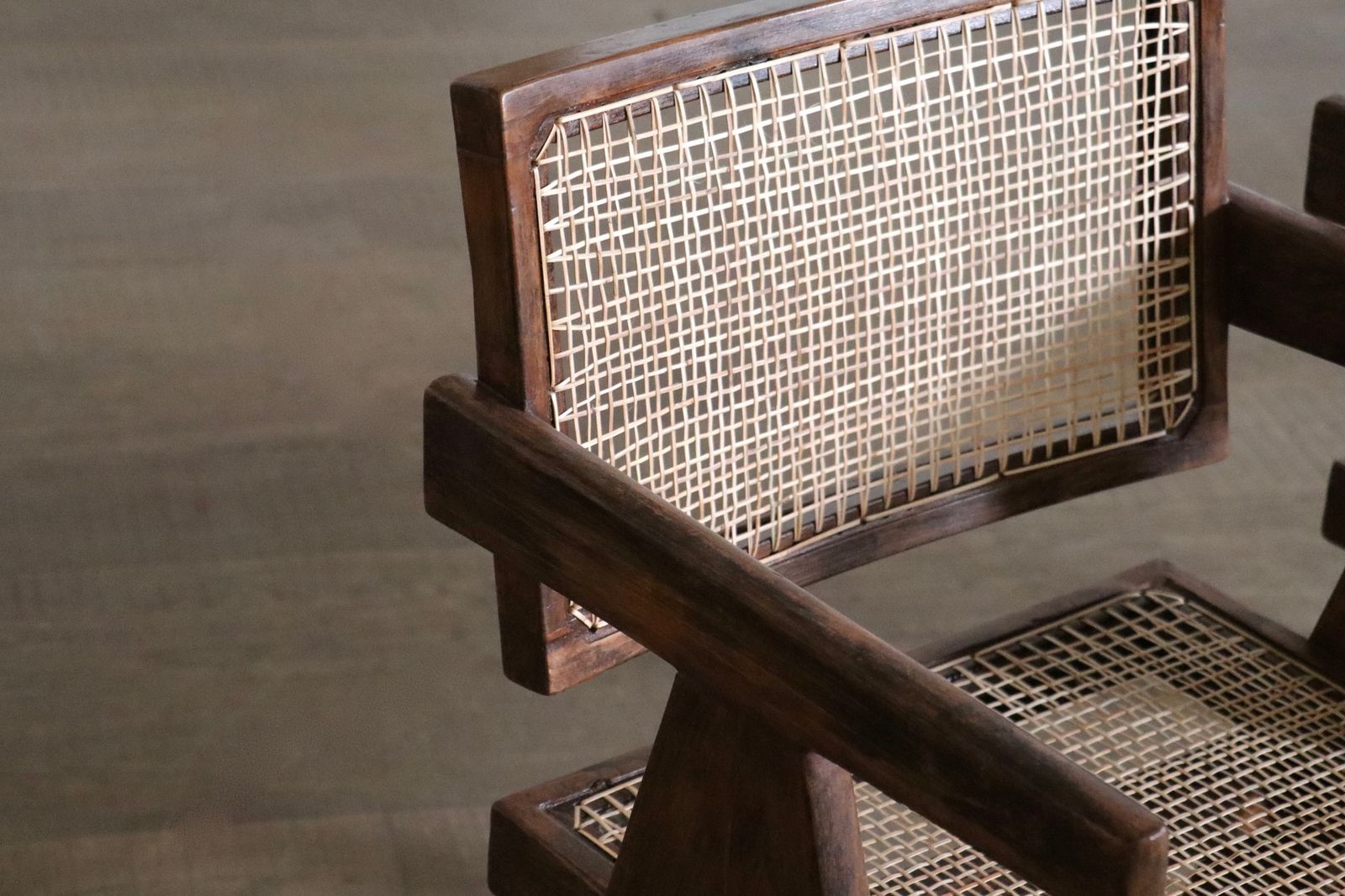 photo for sale Set Of 8 Pierre Jeanneret Office Cane Chairs, India 1950s