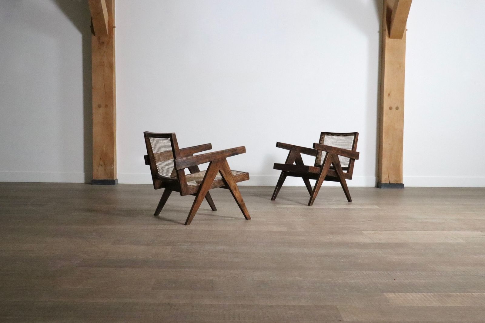 Pierre Jeanneret Lounge Chairs Pj Si 29 A In Teak And Cane, 1950s photo for sale