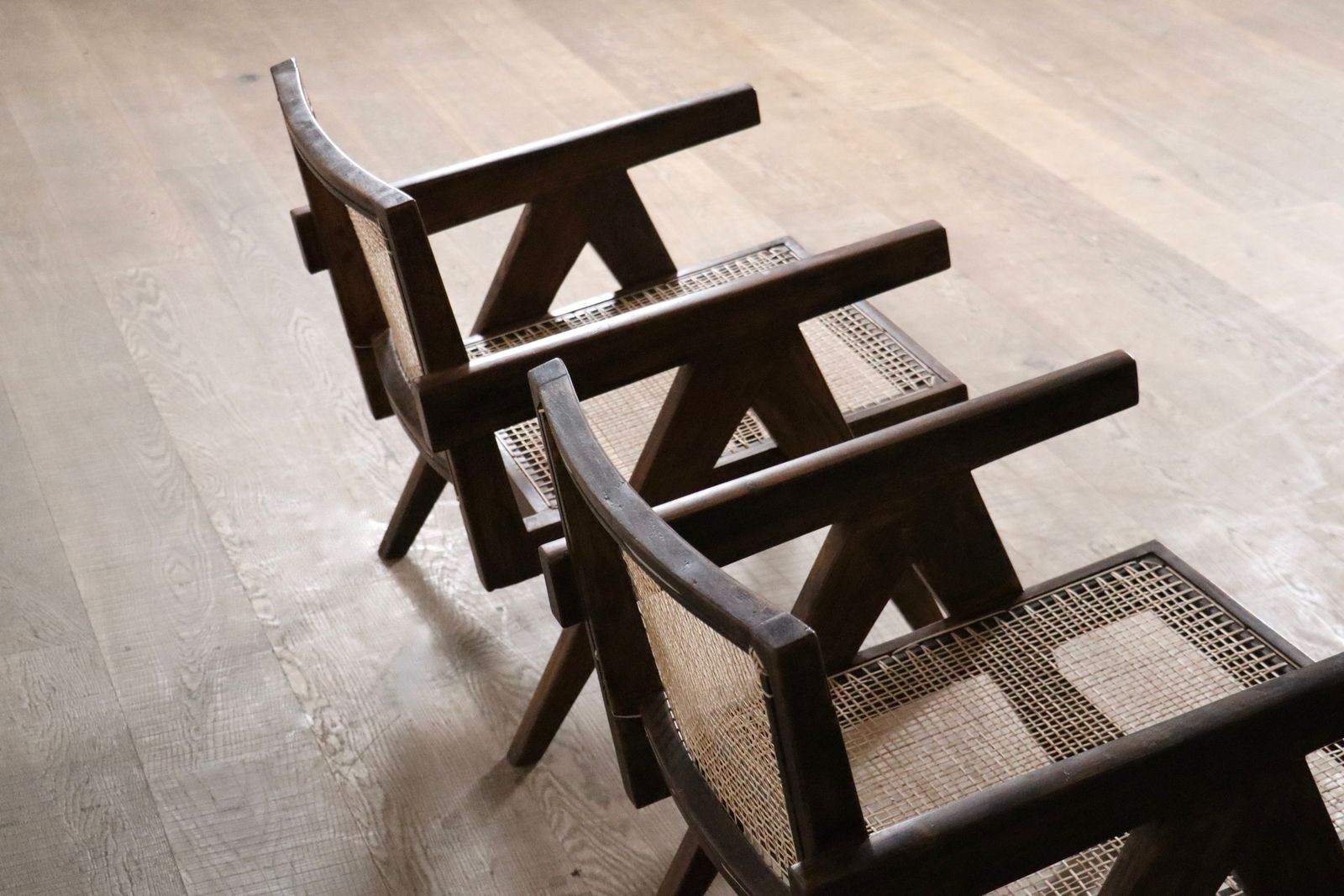 Pierre Jeanneret Lounge Chairs Pj Si 29 A In Teak And Cane, 1950s photo Furniture