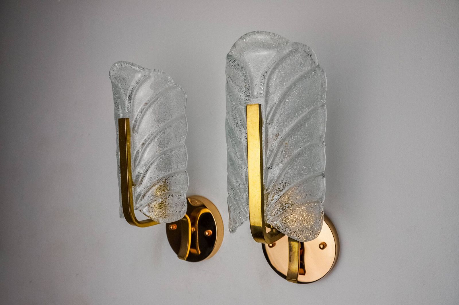 photo for sale Pair Of "Leaf" Sconces By Carl Fagerlund, Murano Glass, Germany, 1970