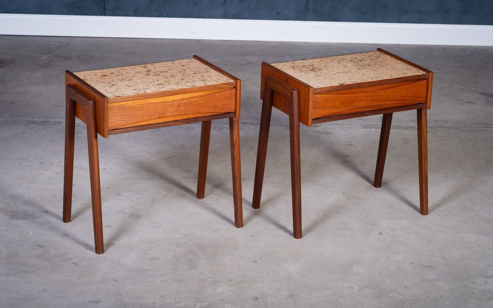 Danish Teak Bedside Tables With Cork Top By ølholm Møbelfabrik, 1960s, Set Of 2 photo Furniture