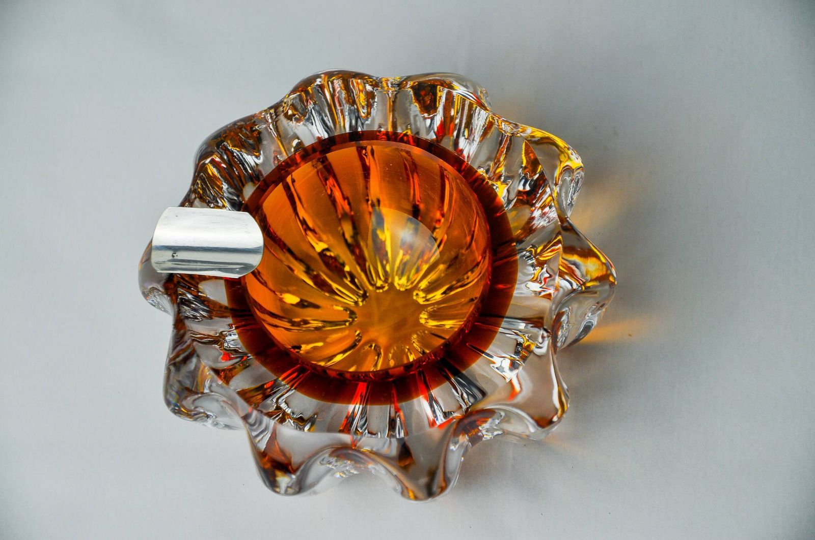 Orange Sommerso Ashtray By Seguso, Murano Glass, Italy, 1970 photo vinterior