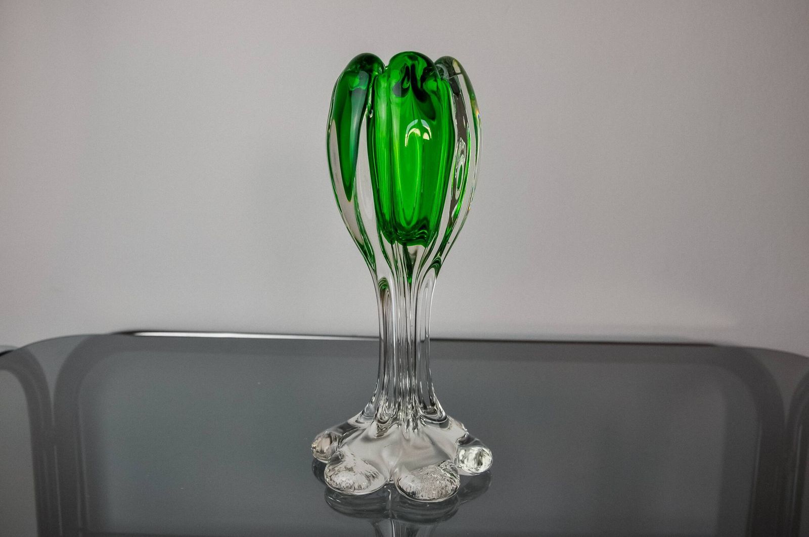 photo furniture Green Sommerso Candle Holder By Flavio Poli For Seguso, Murano Glass, Italy, 1970