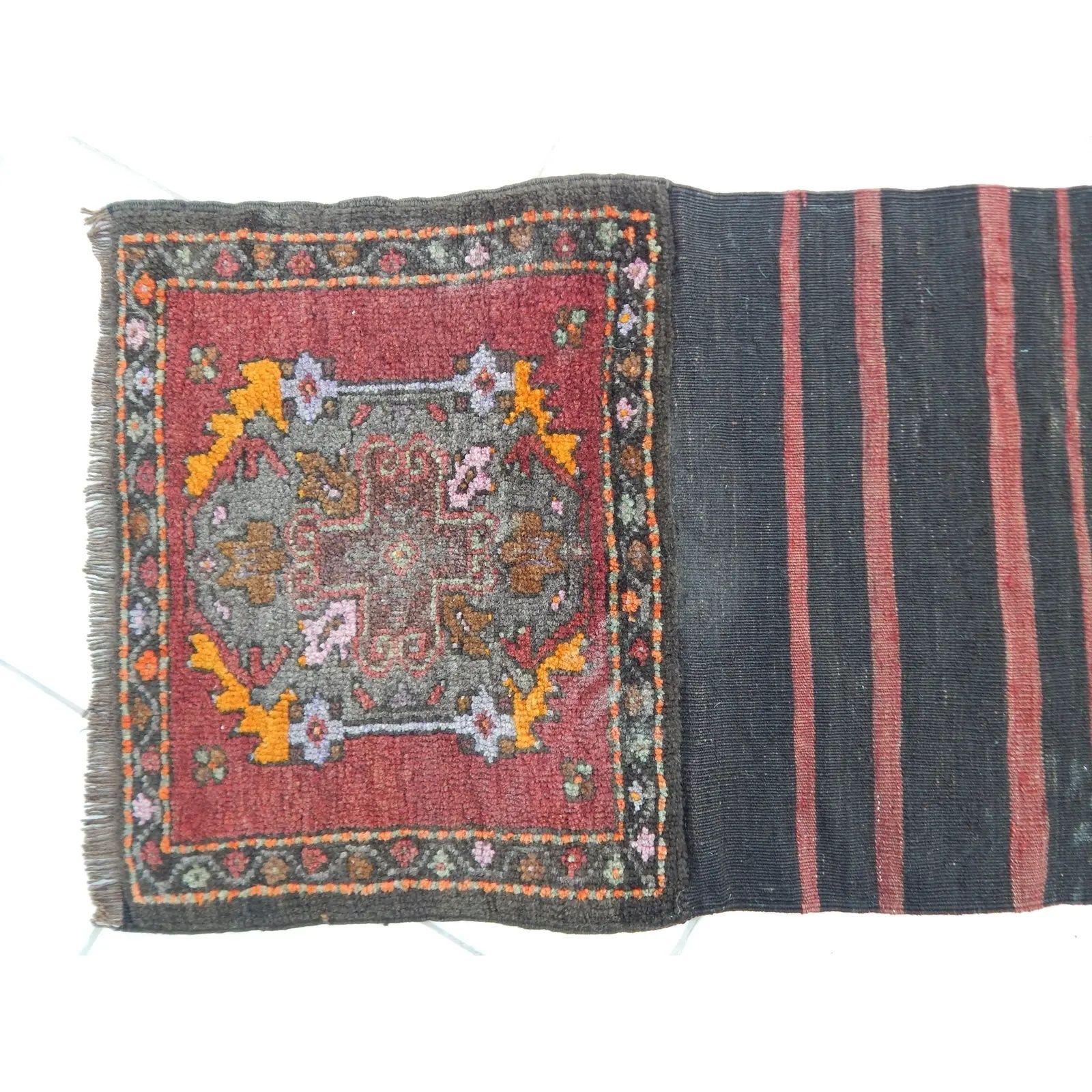 Turkish Wool Saddlebag   Runner 1'7" X 5'11" photo for sale