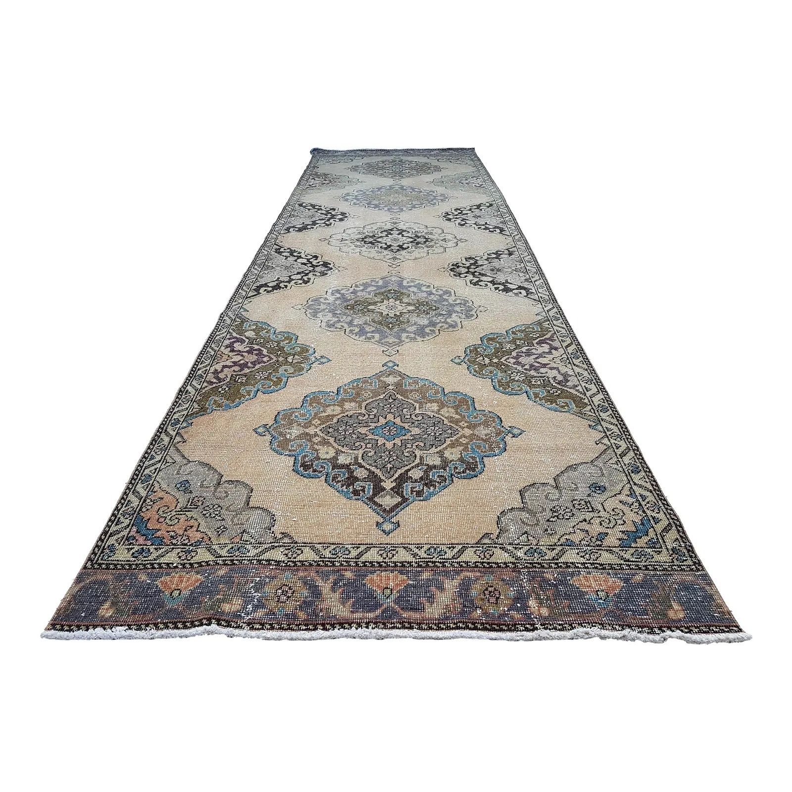 Anatolian Oushak Pastel Color Ushak Area Rug 3'8" X 12'9"
