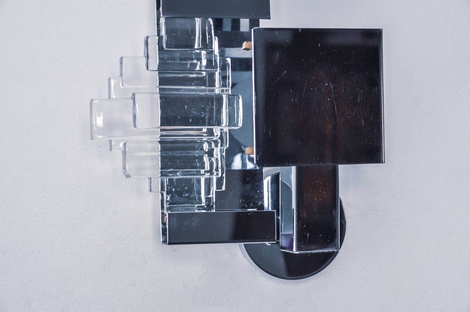 Pair Of Wall Lights From Sciolari, Chrome Plated Metal And Murano Glass, Italy, 1970 photo 1532.0