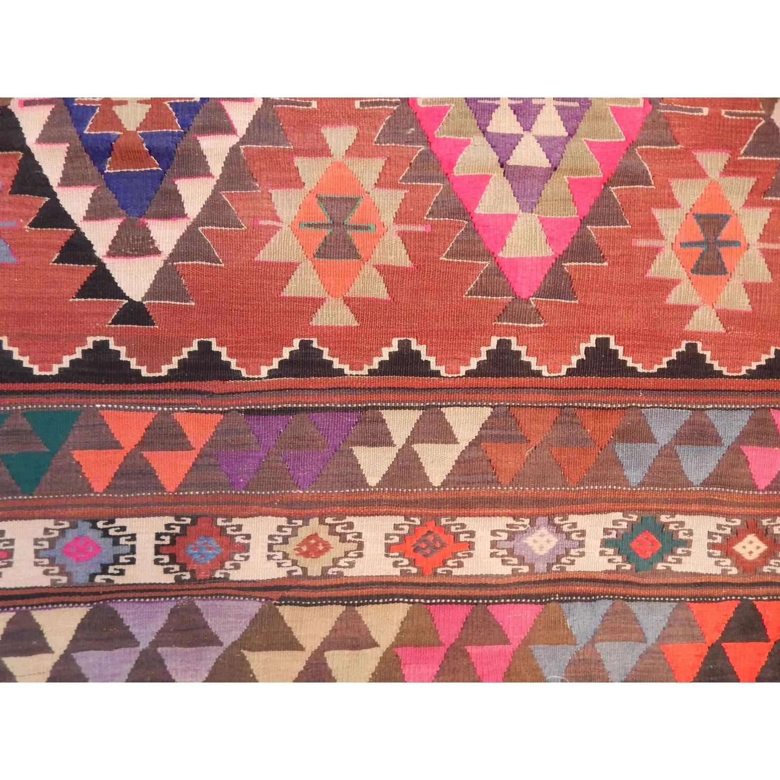 Vintage Turkish Kilim Area Rug 4'12" X 7'7" photo buy