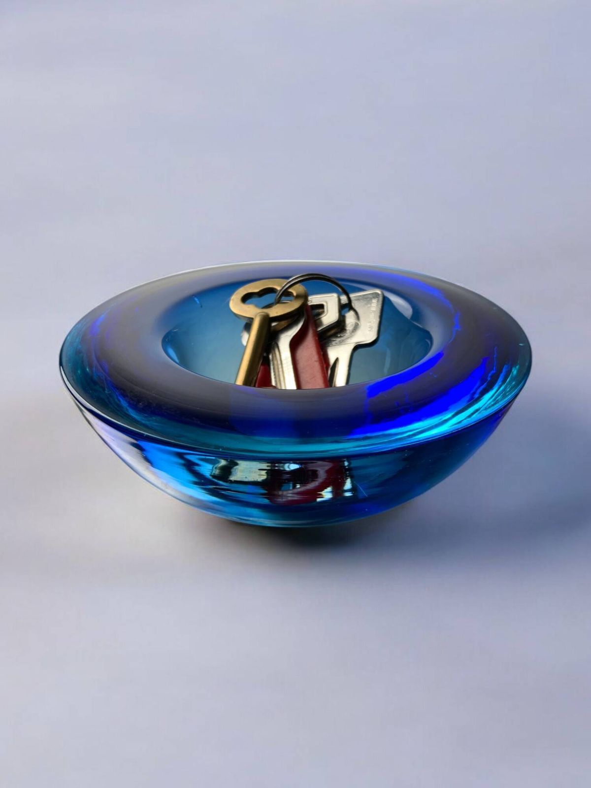 Circular Blue Murano Glass Tray By Flavio Poli photo furniture