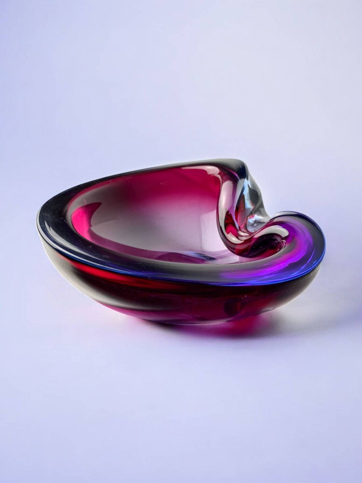 Sommerso Pink And Purple Murano Glass Tray By Flavio Poli photo furniture