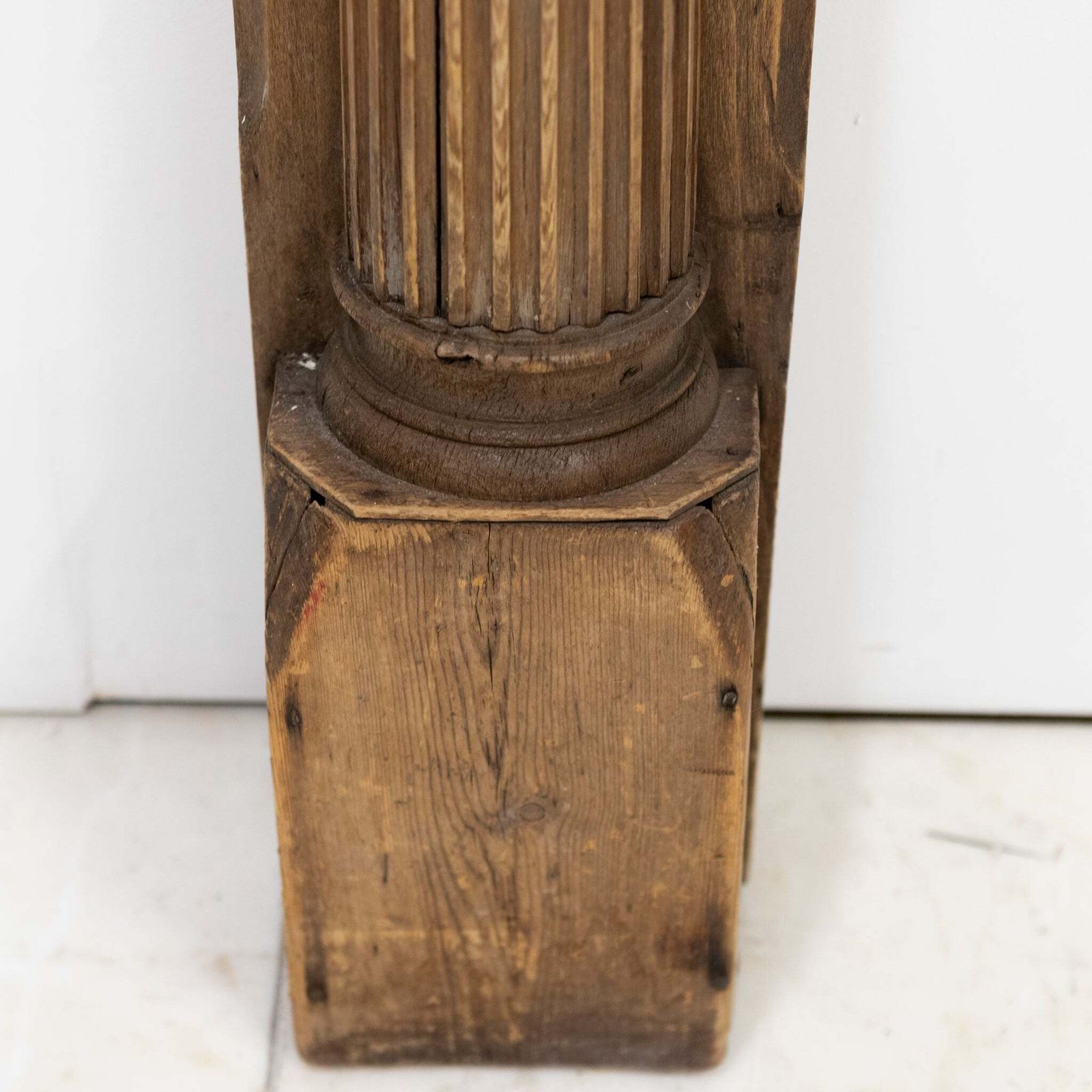 Antique Carved Oak & Pine Jacobean Style Fireplace Surround photo vintage