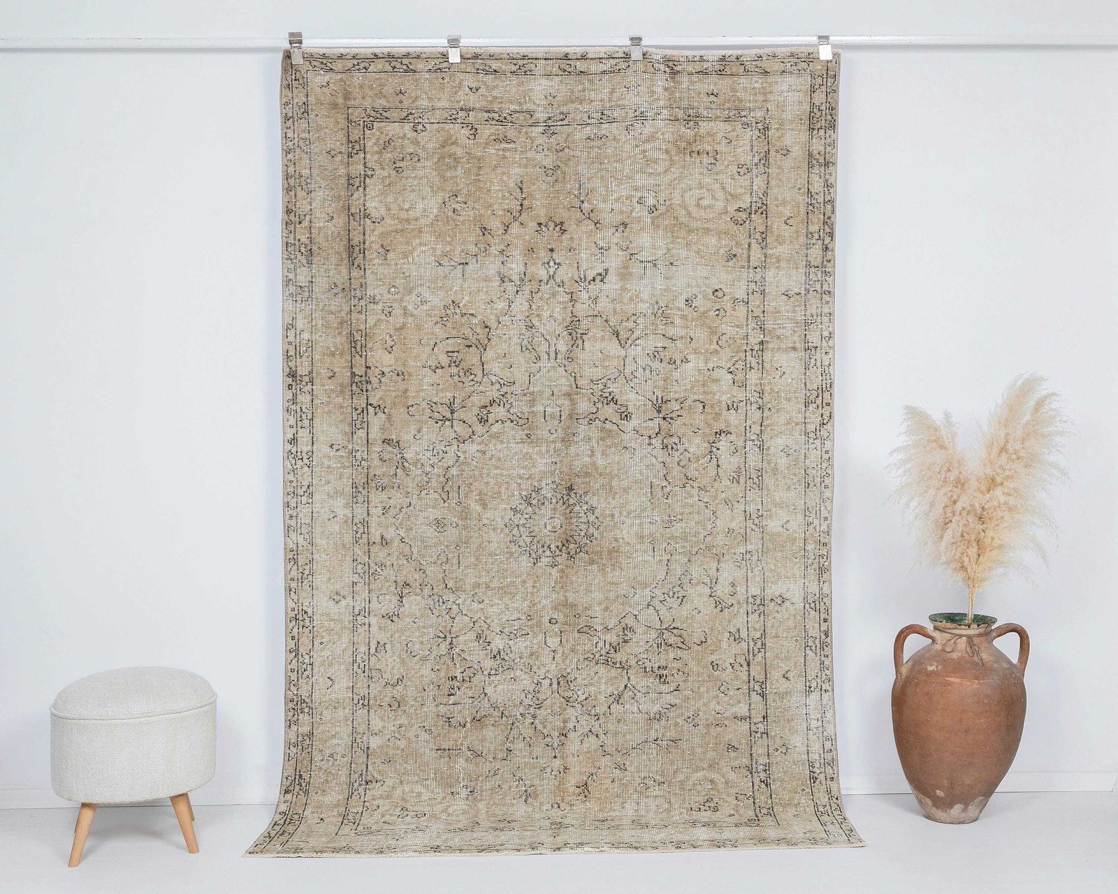 5x8 Turkish Rug, Neutral Vintage Rug, Antique Handmade Rug, Oushak Rug, Anatolian Rug, Low Pile Rug, Naturel Rug, Faded Rug,Area Rug