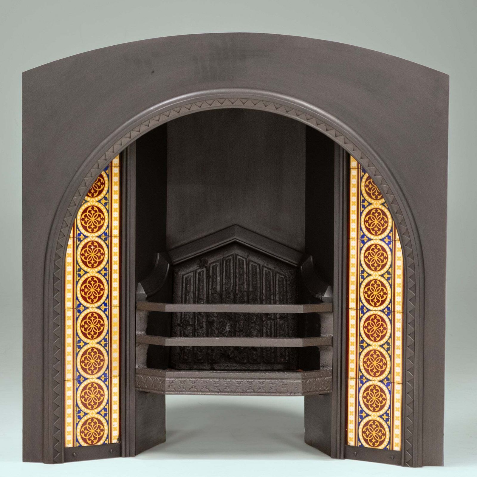Rare Victorian Arched Tiled Insert With Minton Tiles